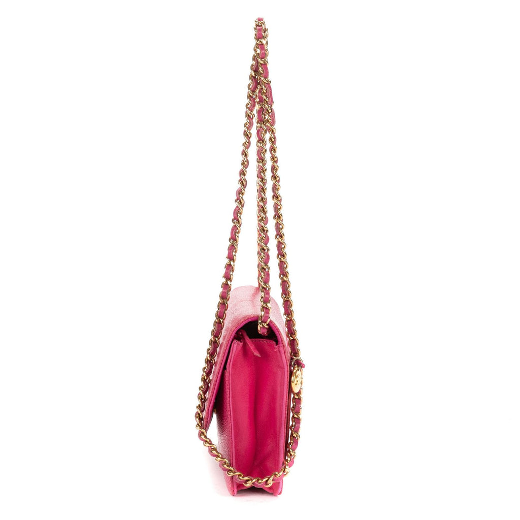 Chanel Timeless Chain Wallet Fuchsia Caviar Leather Shoulder — view 3