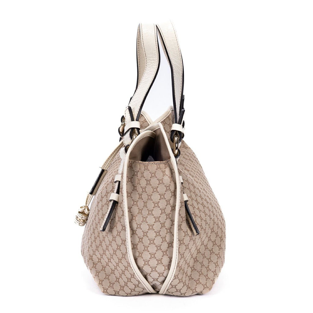 Celine Bittersweet Hobo Beige White Striped Canvas — view 3