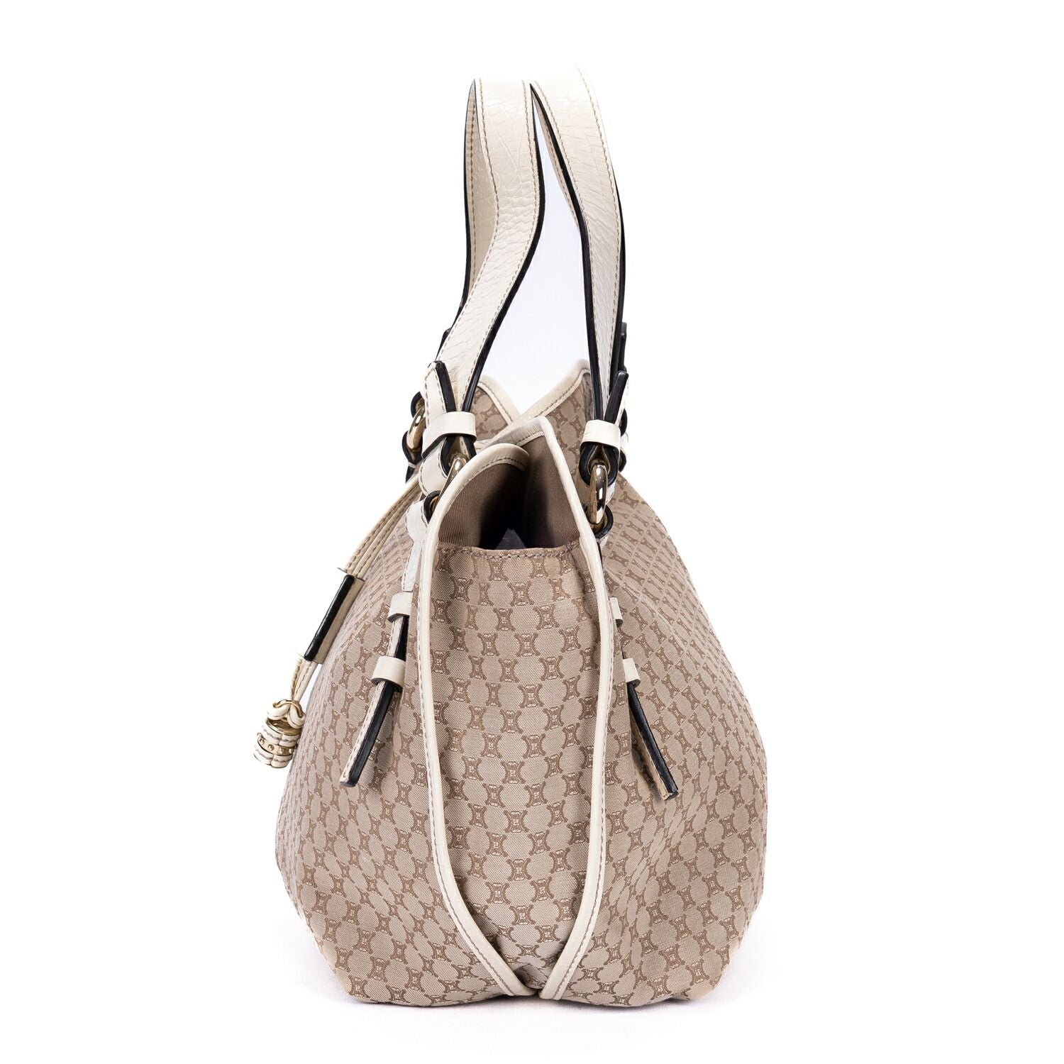Celine Bittersweet Hobo Beige White Striped Canvas — view 3