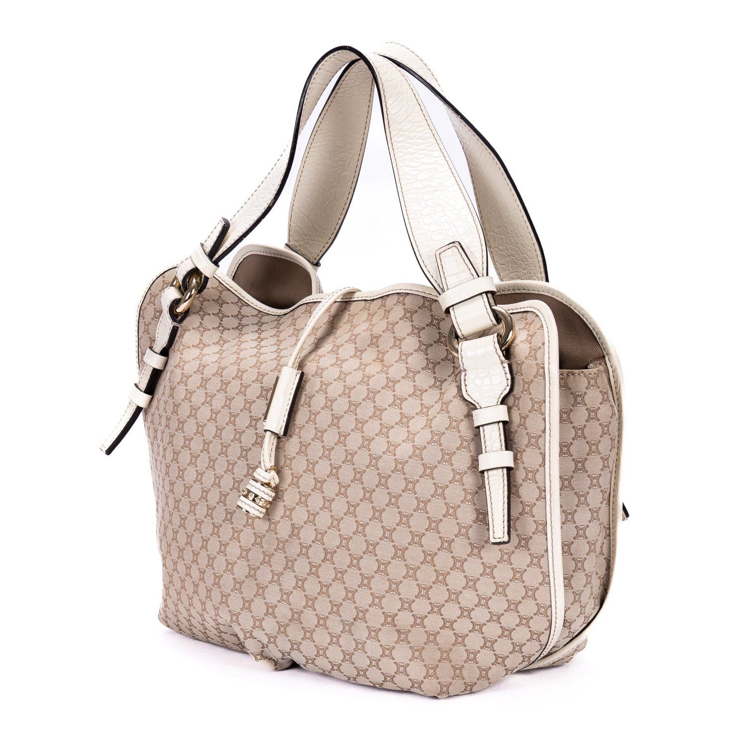 Celine Bittersweet Hobo Beige White Striped Canvas — view 2