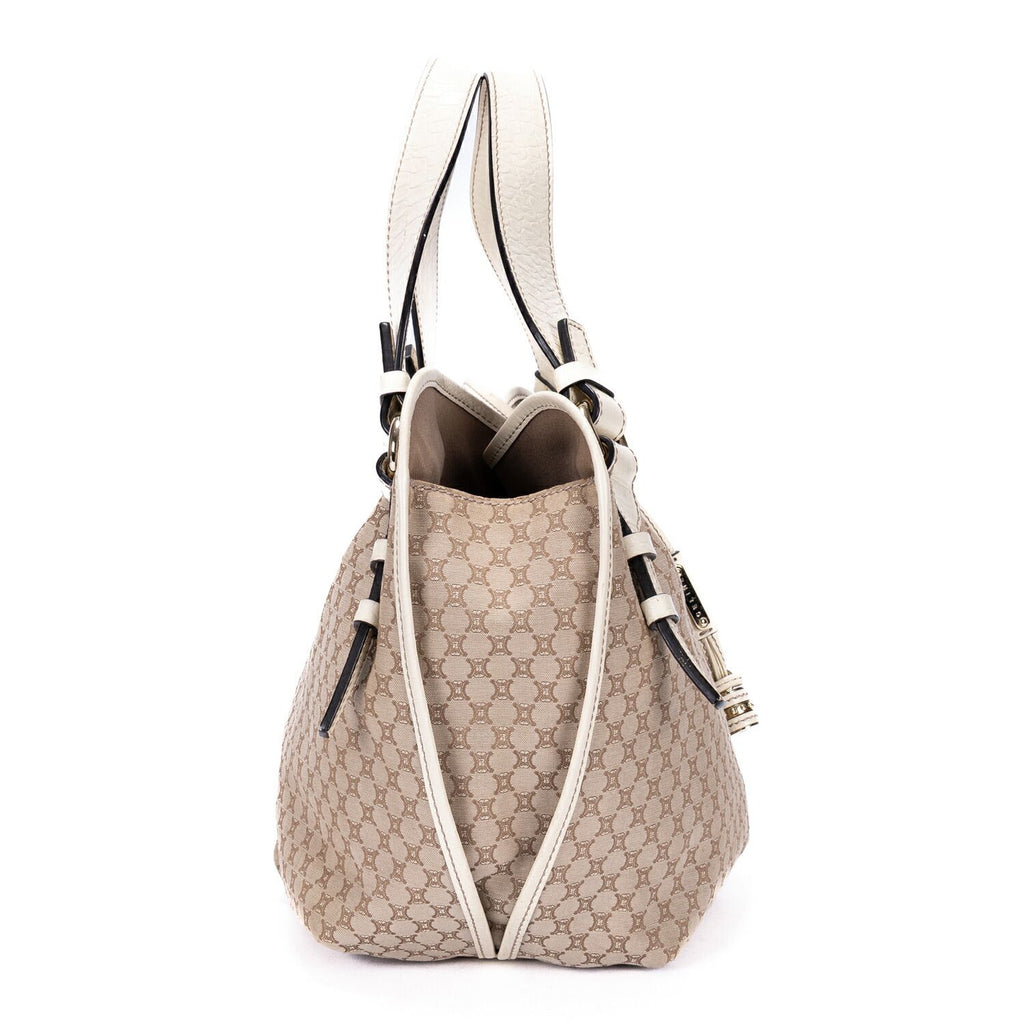 Celine Bittersweet Hobo Beige White Striped Canvas — view 4