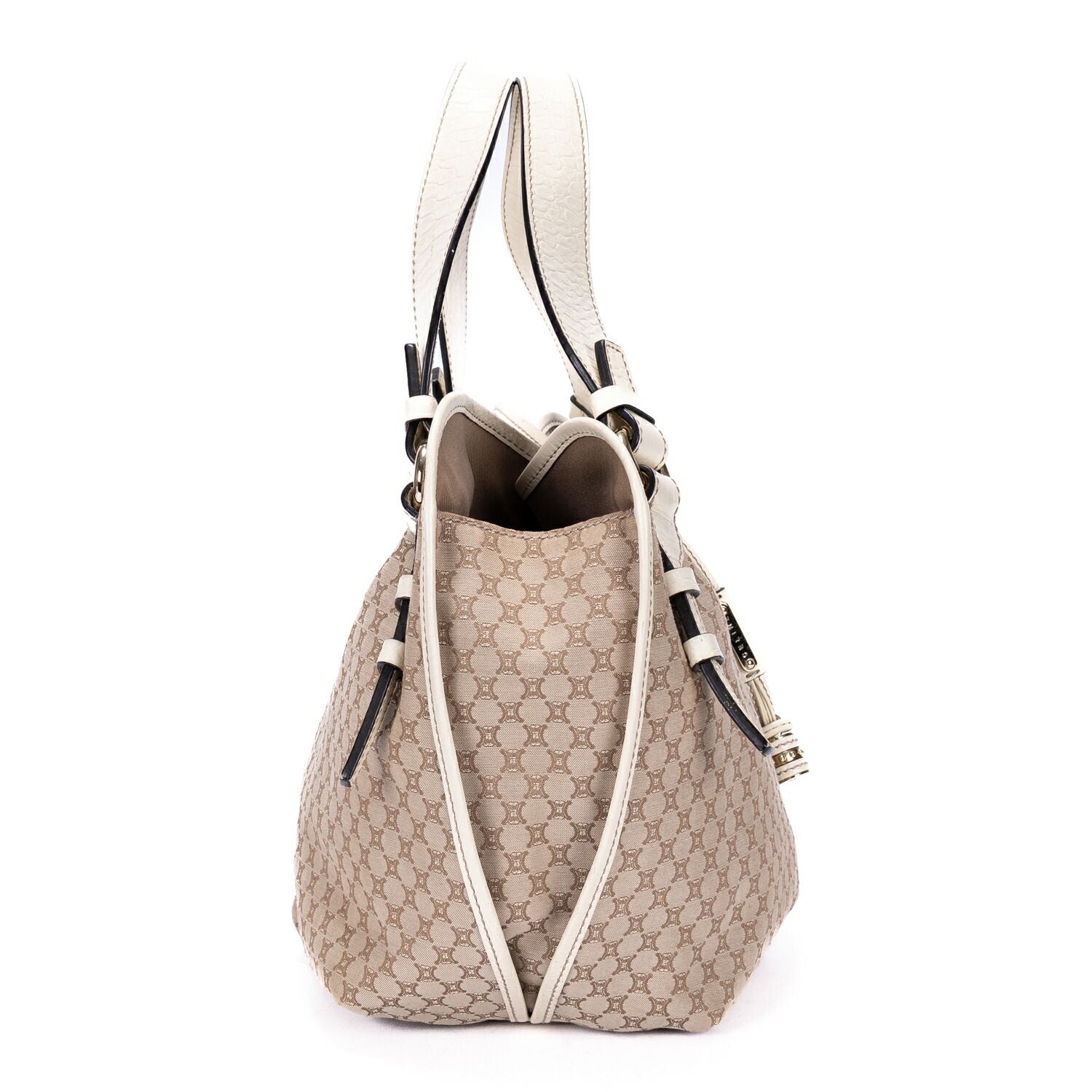 Celine Bittersweet Hobo Beige White Striped Canvas — view 4