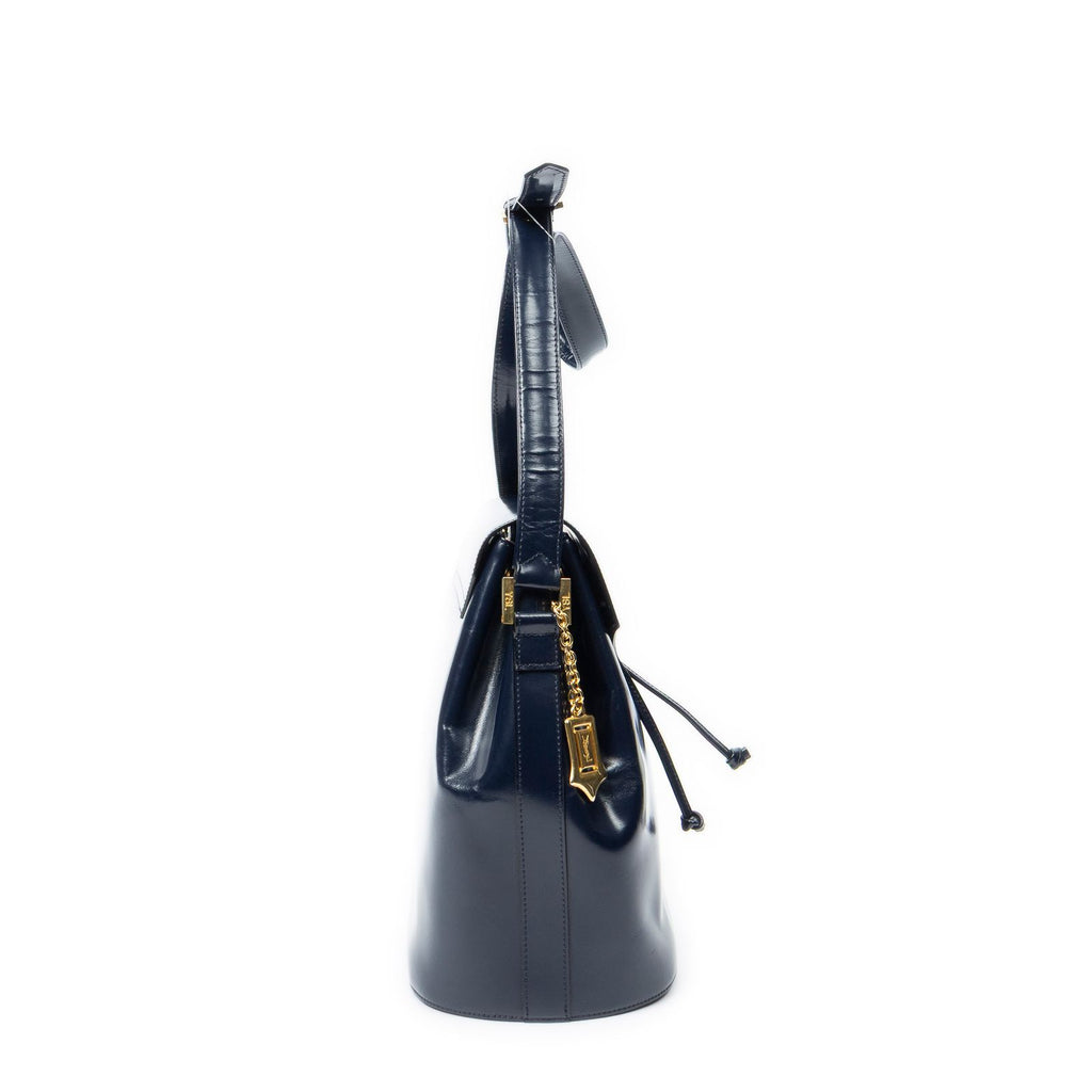 Saint Laurent Drawstring Cross Belt Bag Navy Smooth Calfskin — view 4