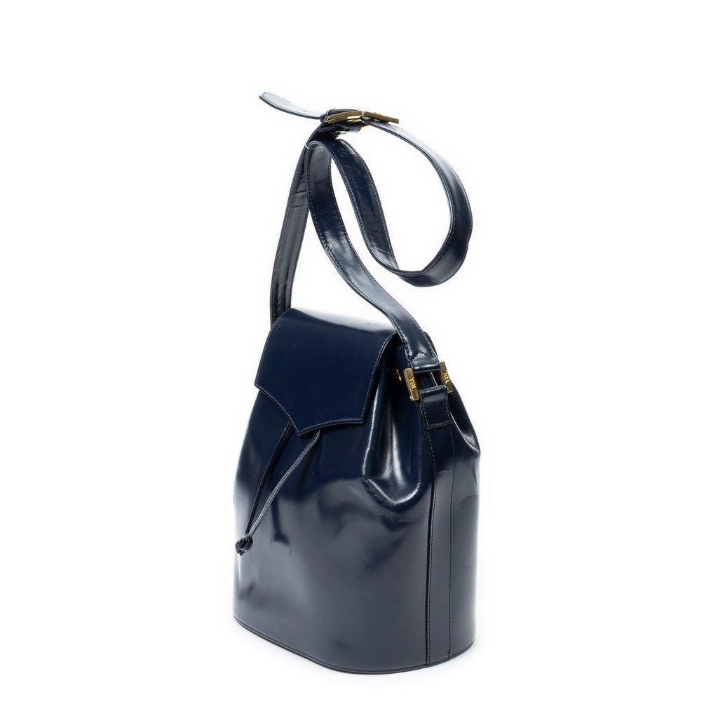 Saint Laurent Drawstring Cross Belt Bag Navy Smooth Calfskin — view 2