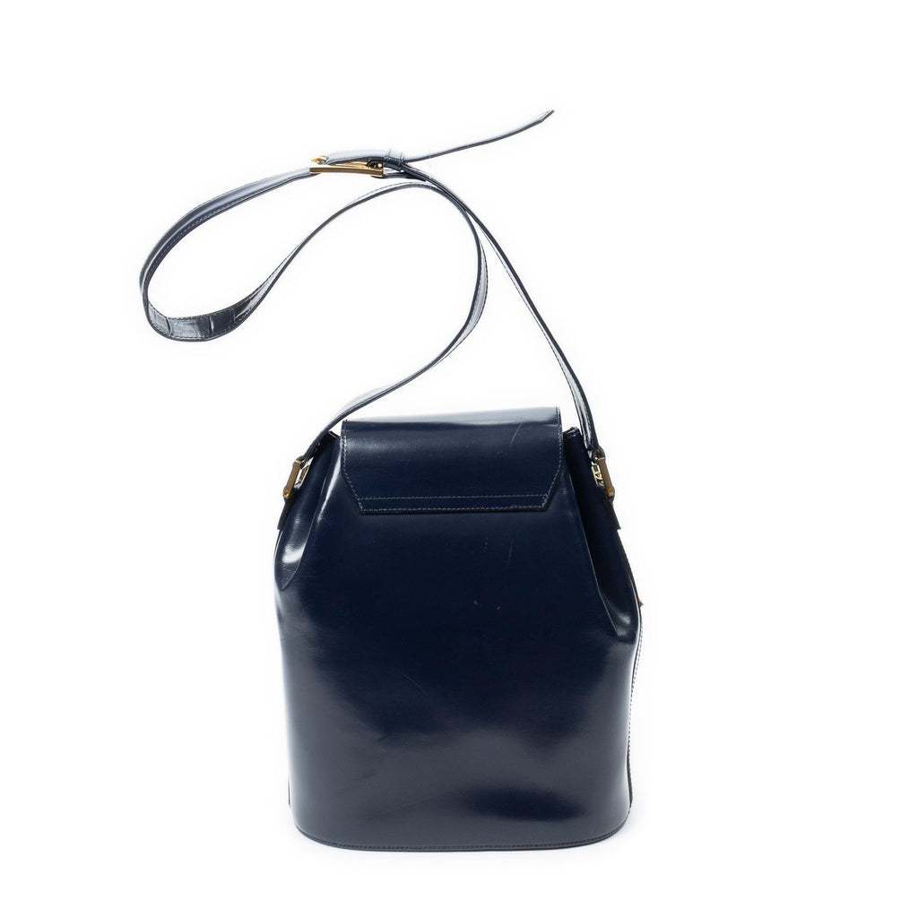 Saint Laurent Drawstring Cross Belt Bag Navy Smooth Calfskin — view 5