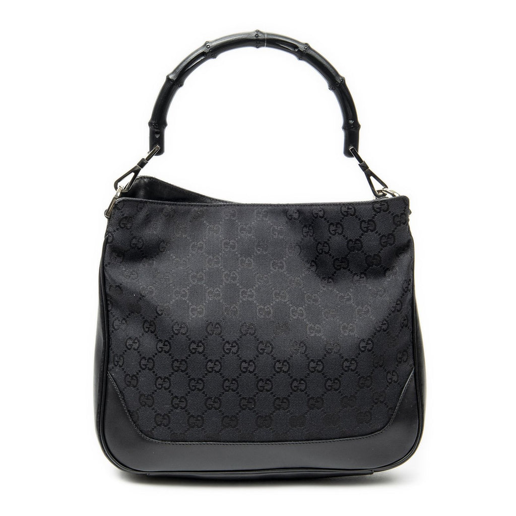 Gucci Pop Bamboo Top Handle Black GG Canvas