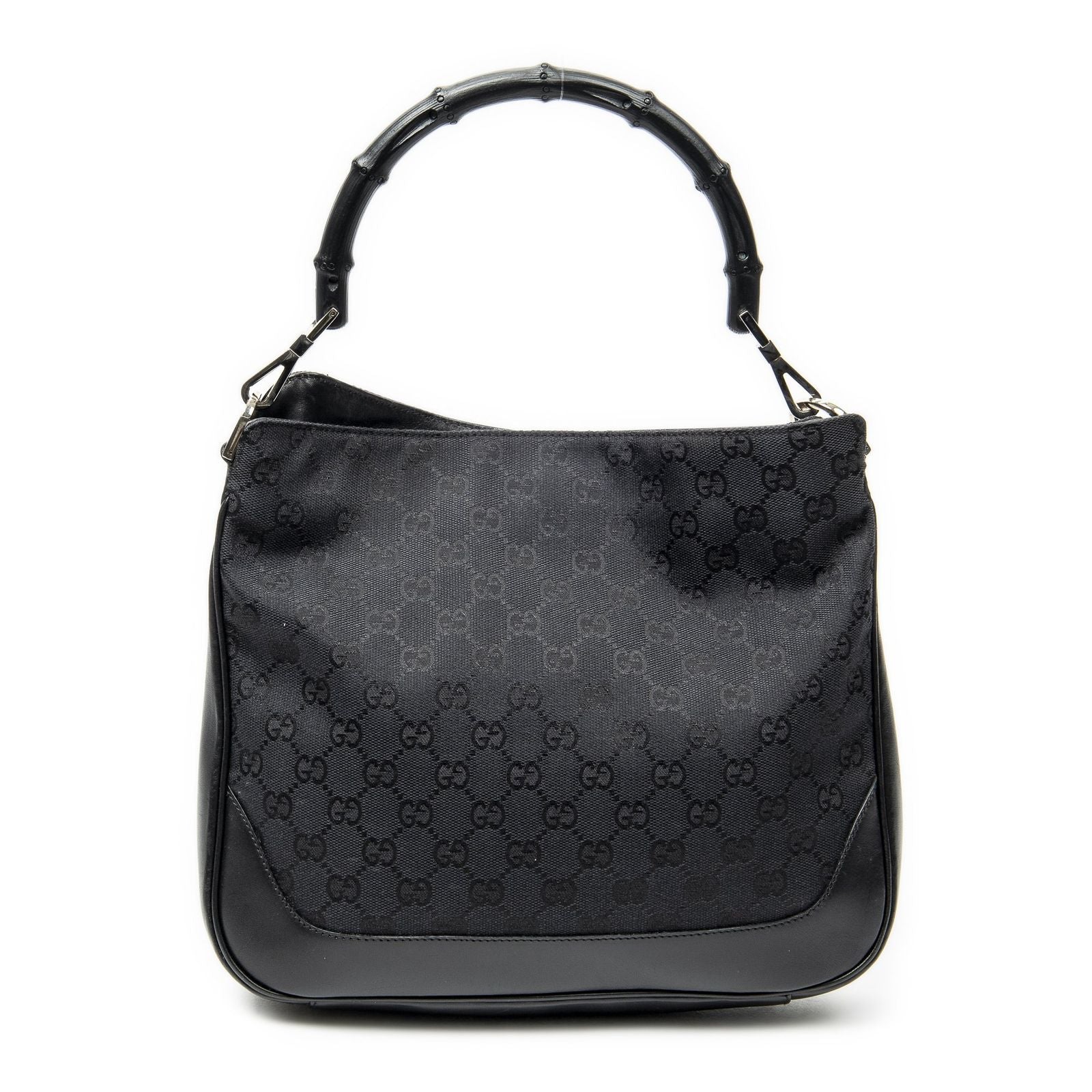Gucci Pop Bamboo Top Handle Black GG Canvas
