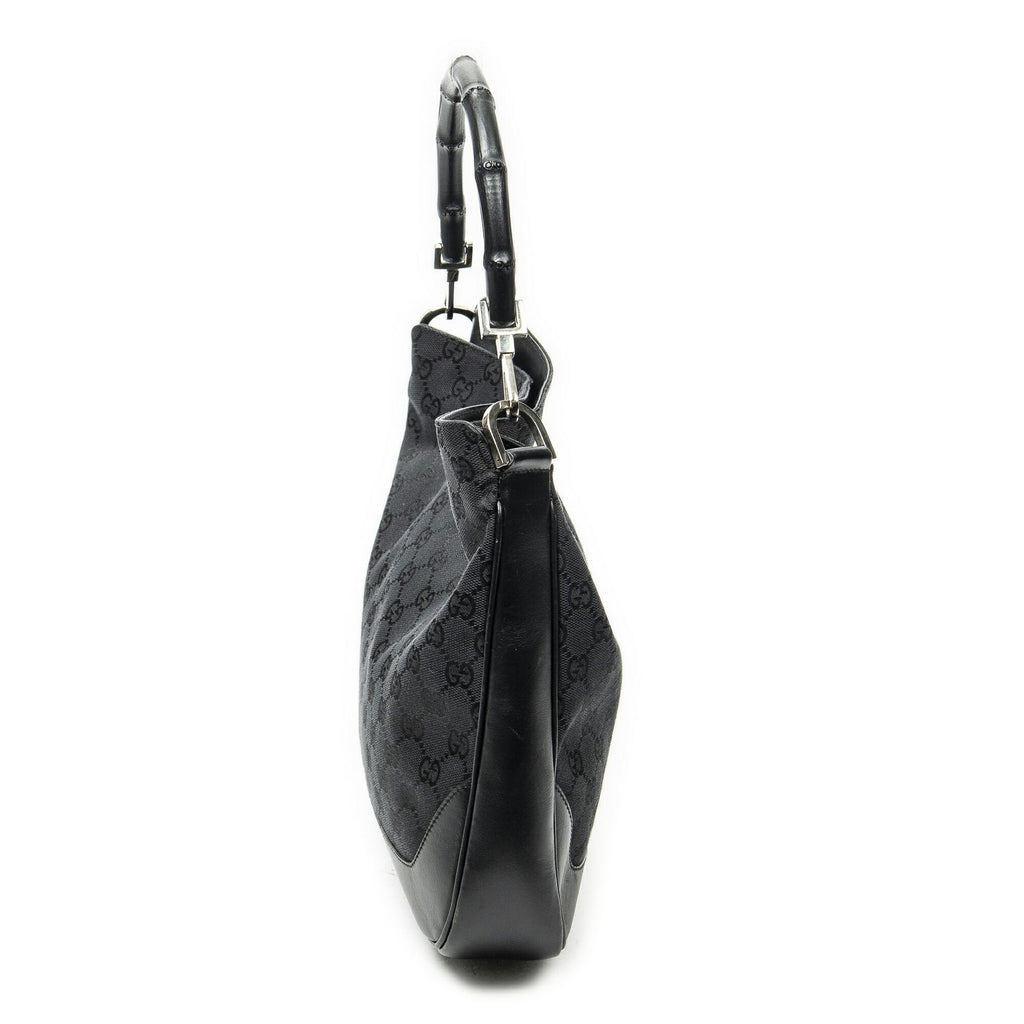 Gucci Pop Bamboo Top Handle Black GG Canvas — view 3