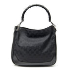 Gucci Pop Bamboo Top Handle Black GG Canvas — view 5