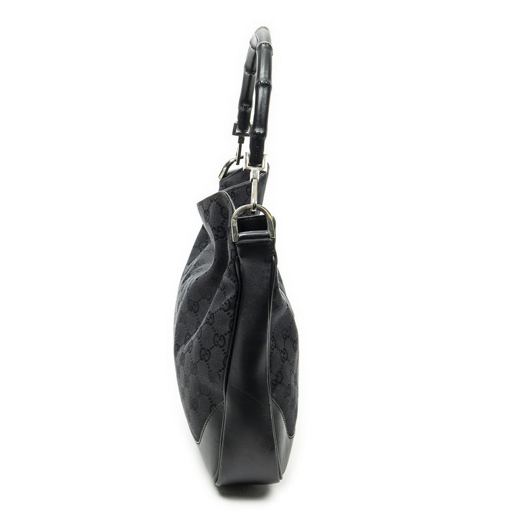 Gucci Pop Bamboo Top Handle Black GG Canvas — view 4