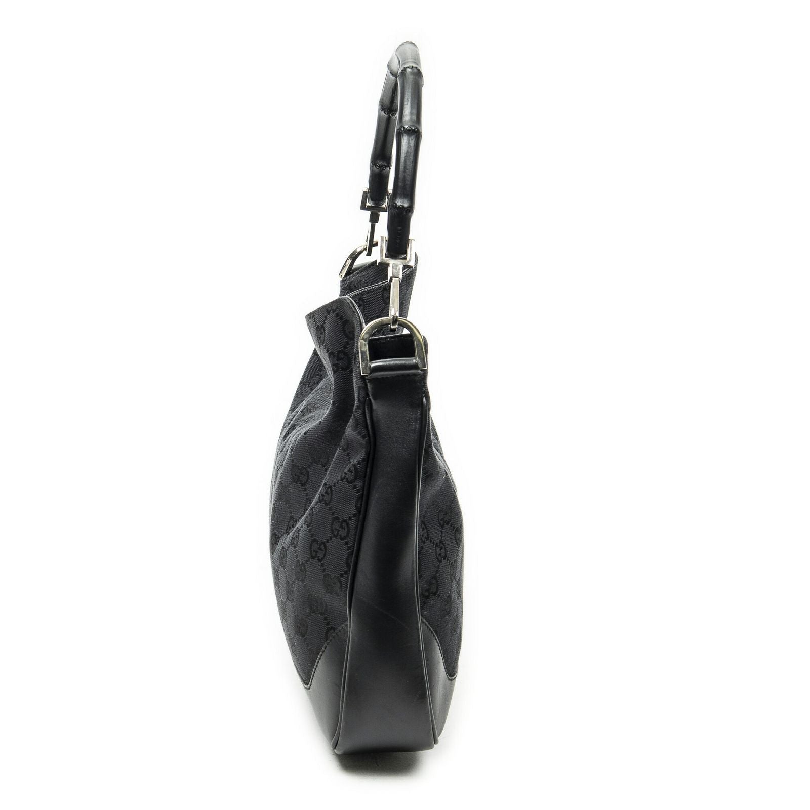 Gucci Pop Bamboo Top Handle Black GG Canvas — view 4
