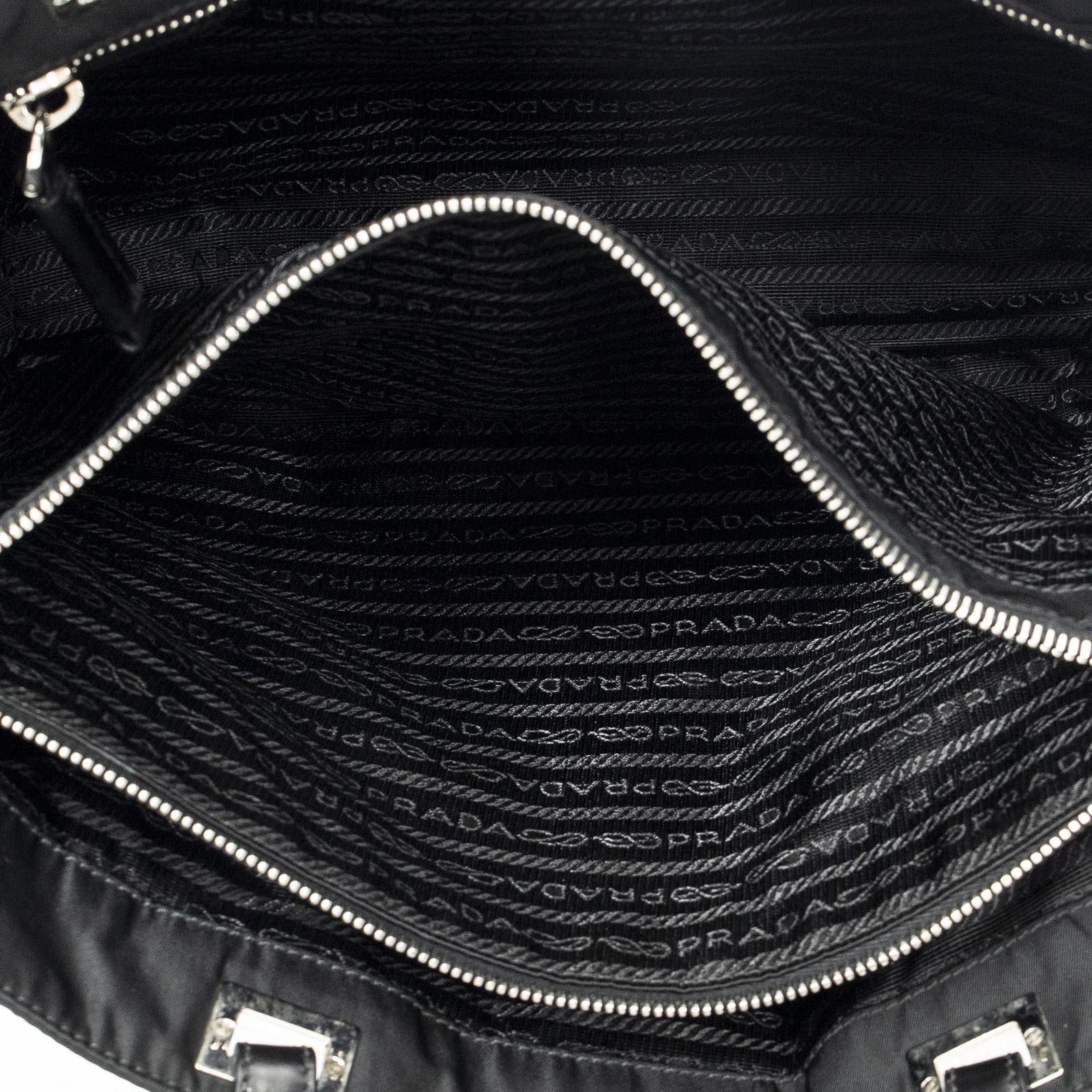 Prada Small Joy Tote Black Nylon Canvas — view 9