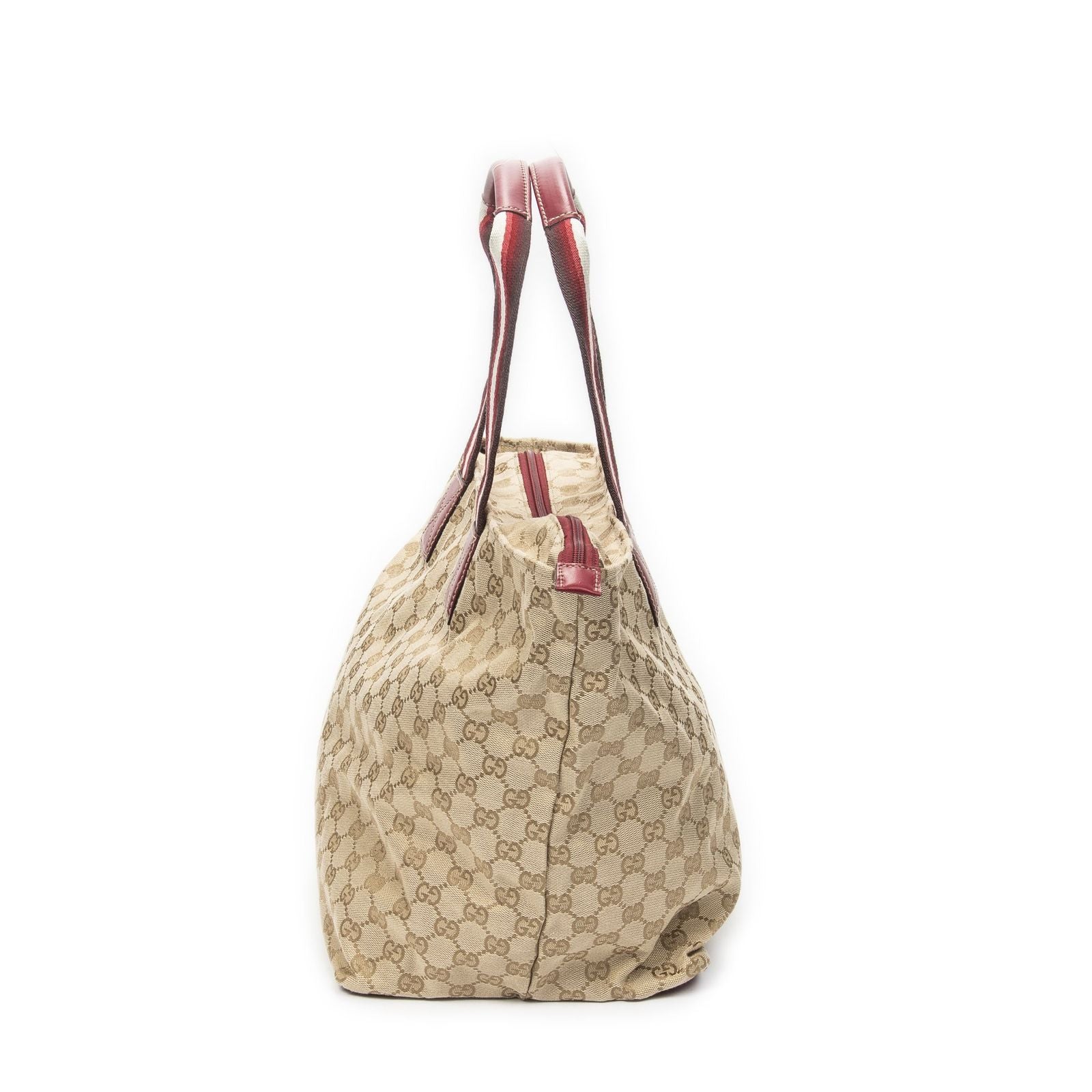 Gucci Large Web Shopping Tote Red Beige GG Canvas — view 4