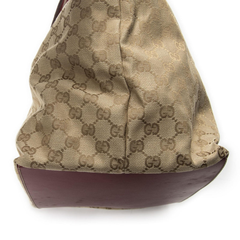 Gucci Large Web Shopping Tote Red Beige GG Canvas — view 7