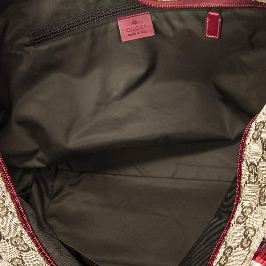 Gucci Large Web Shopping Tote Red Beige GG Canvas — view 9