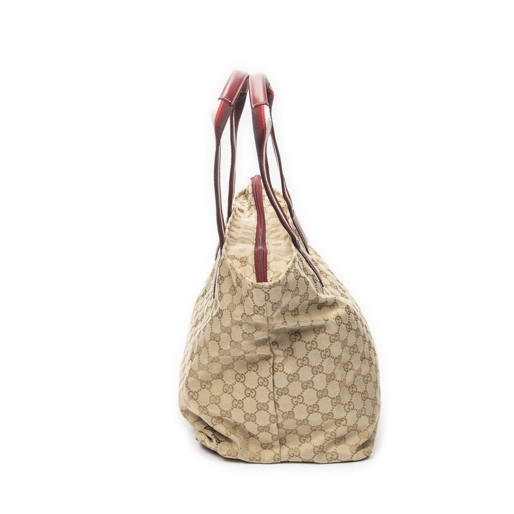 Gucci Large Web Shopping Tote Red Beige GG Canvas — view 3