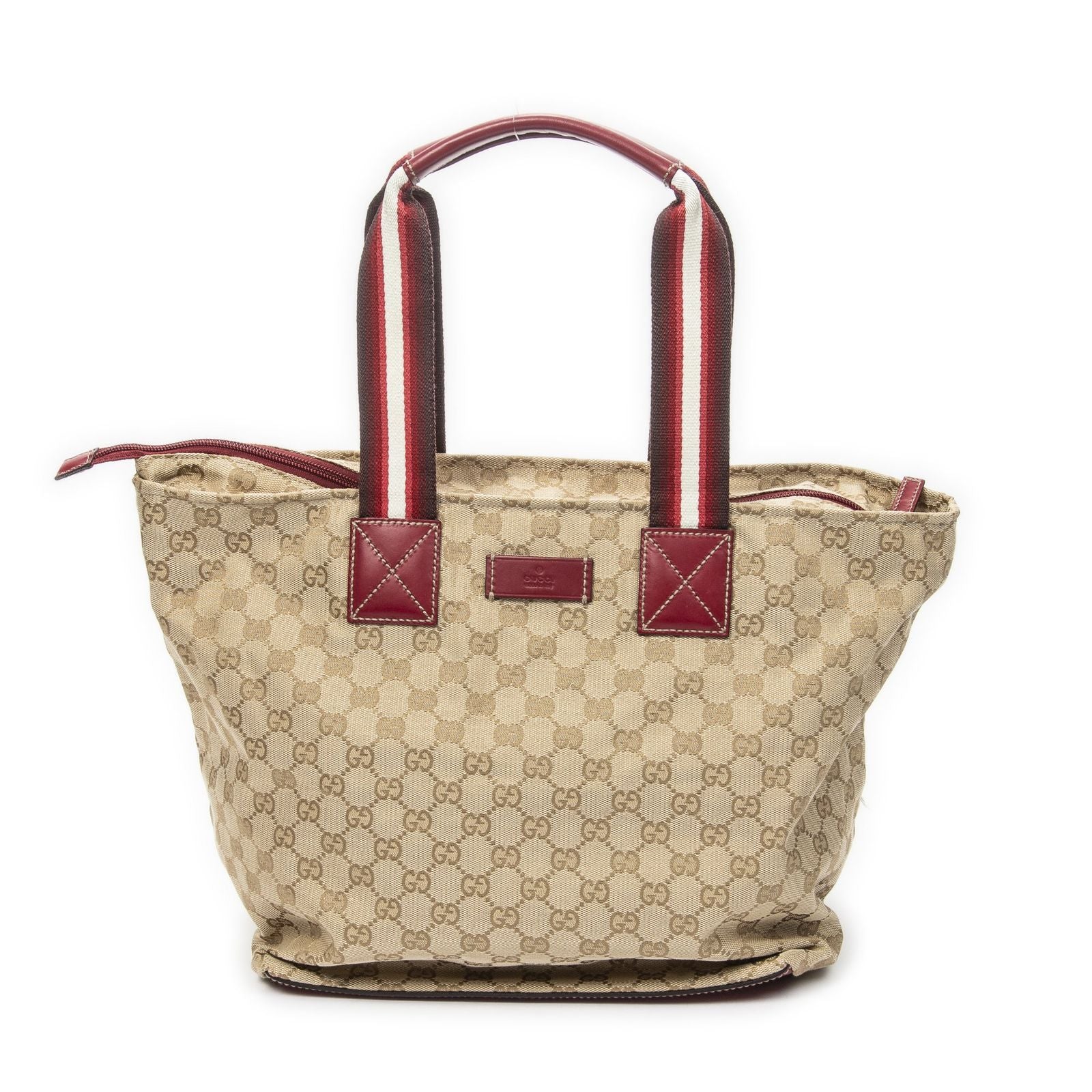Gucci Large Web Shopping Tote Red Beige GG Canvas