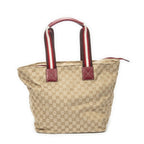 Gucci Large Web Shopping Tote Red Beige GG Canvas — view 5