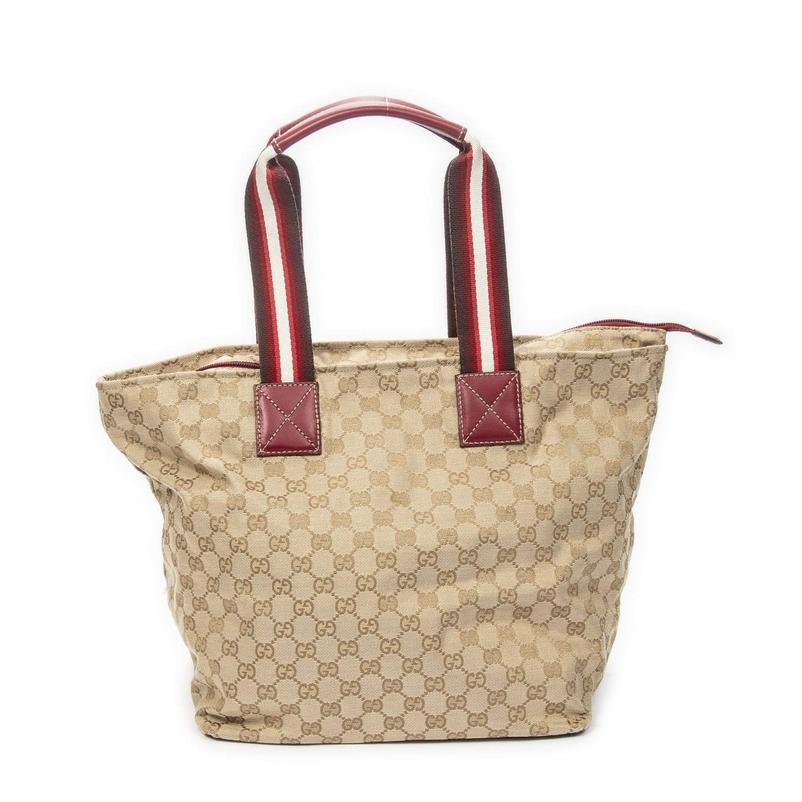 Gucci Large Web Shopping Tote Red Beige GG Canvas — view 5