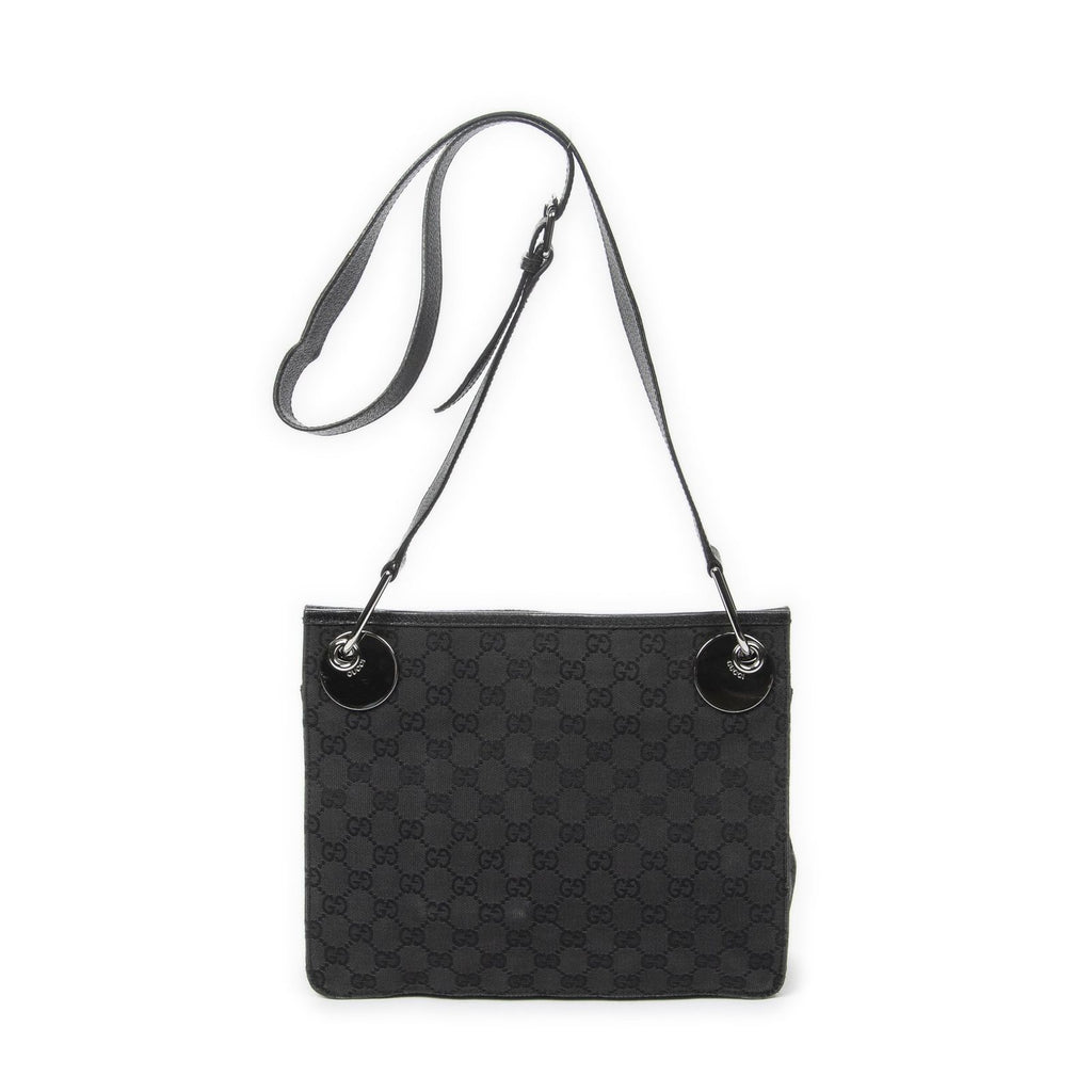 Gucci Eclipse Crossbody Shoulder Bag Black GG Canvas