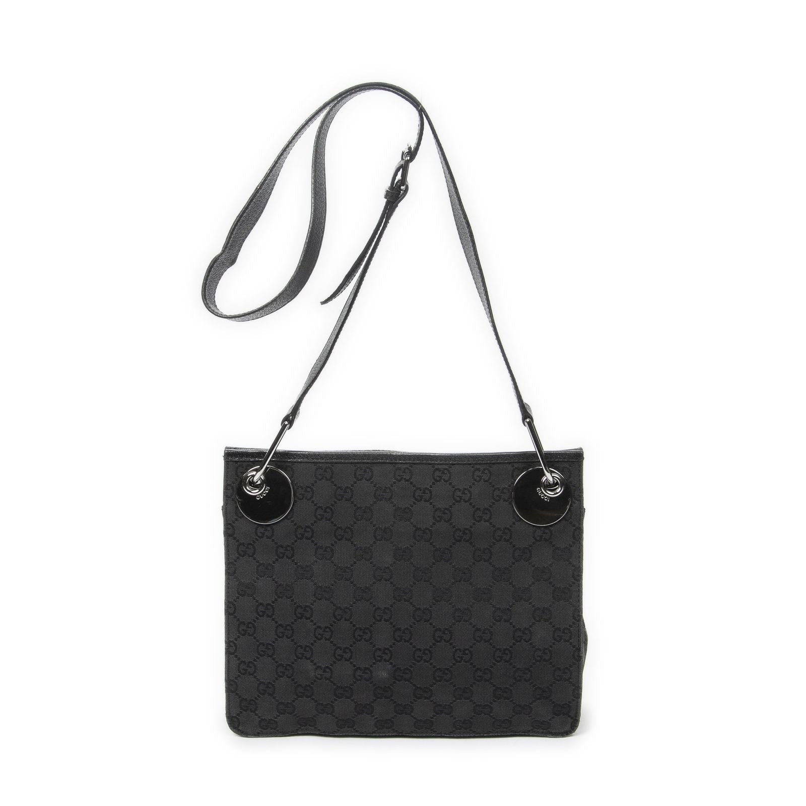 Gucci Eclipse Crossbody Shoulder Bag Black GG Canvas