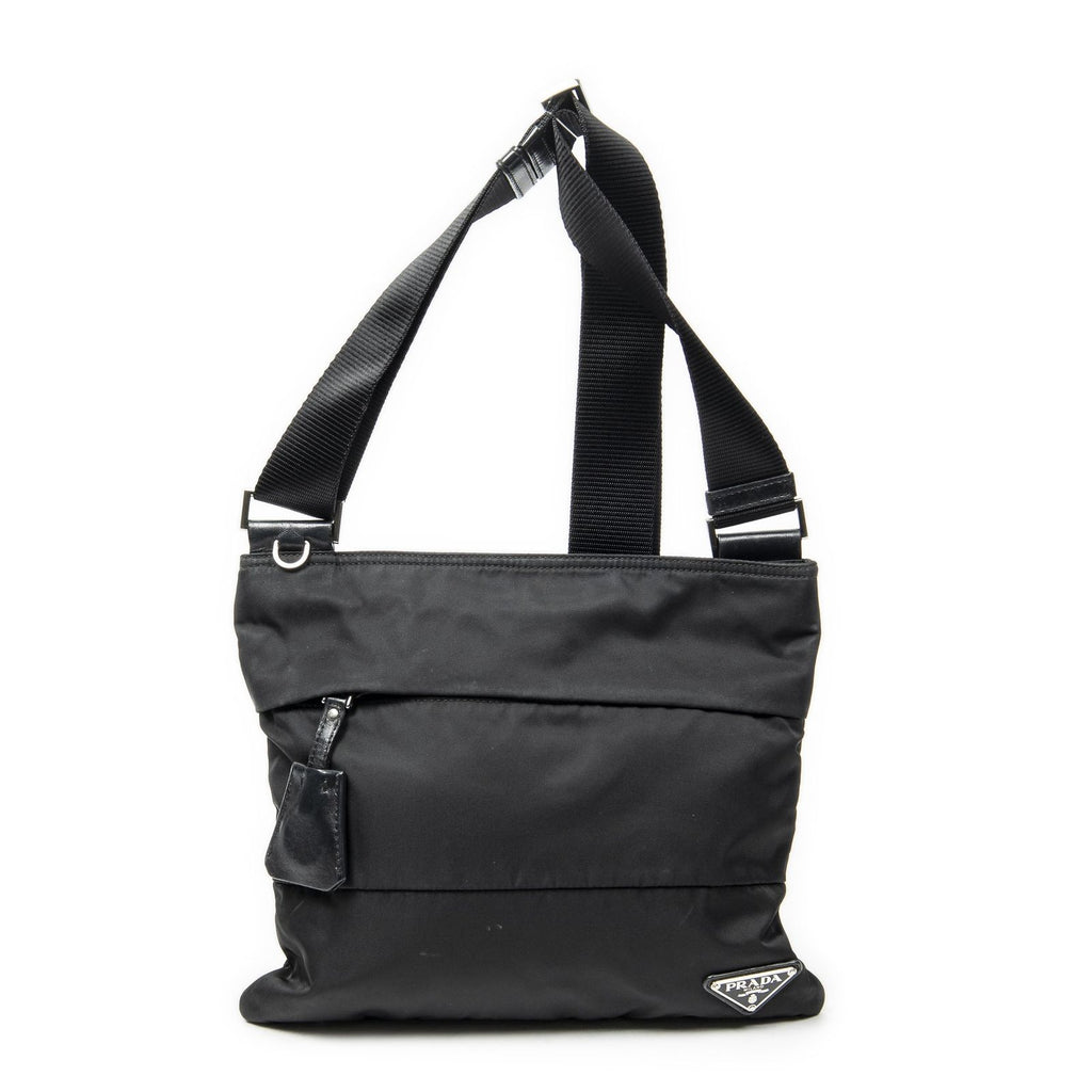 Prada Square Flat Crossbody Black Nylon Canvas