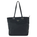 Prada Tessuto Black Silver Nylon Leather Tote Shoulder