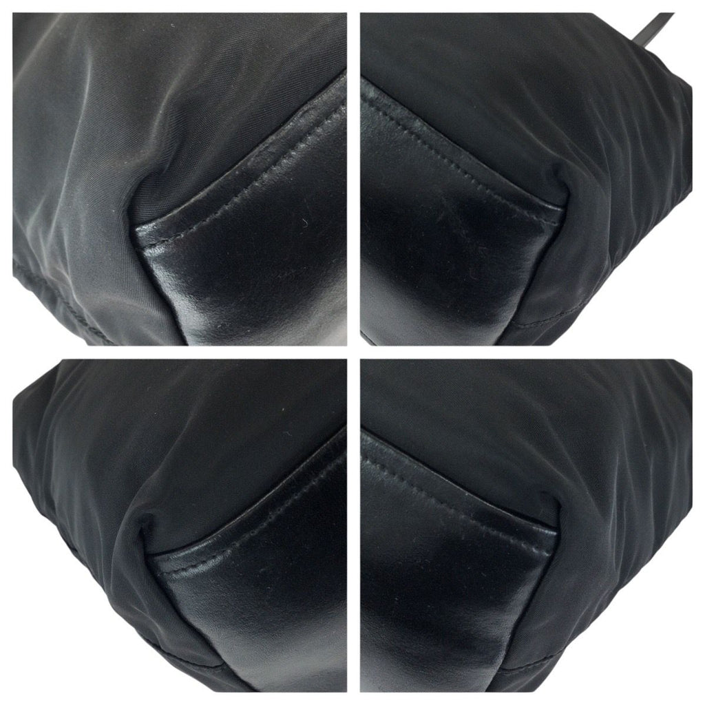 Prada Tessuto Black Silver Nylon Leather Tote Shoulder — view 3