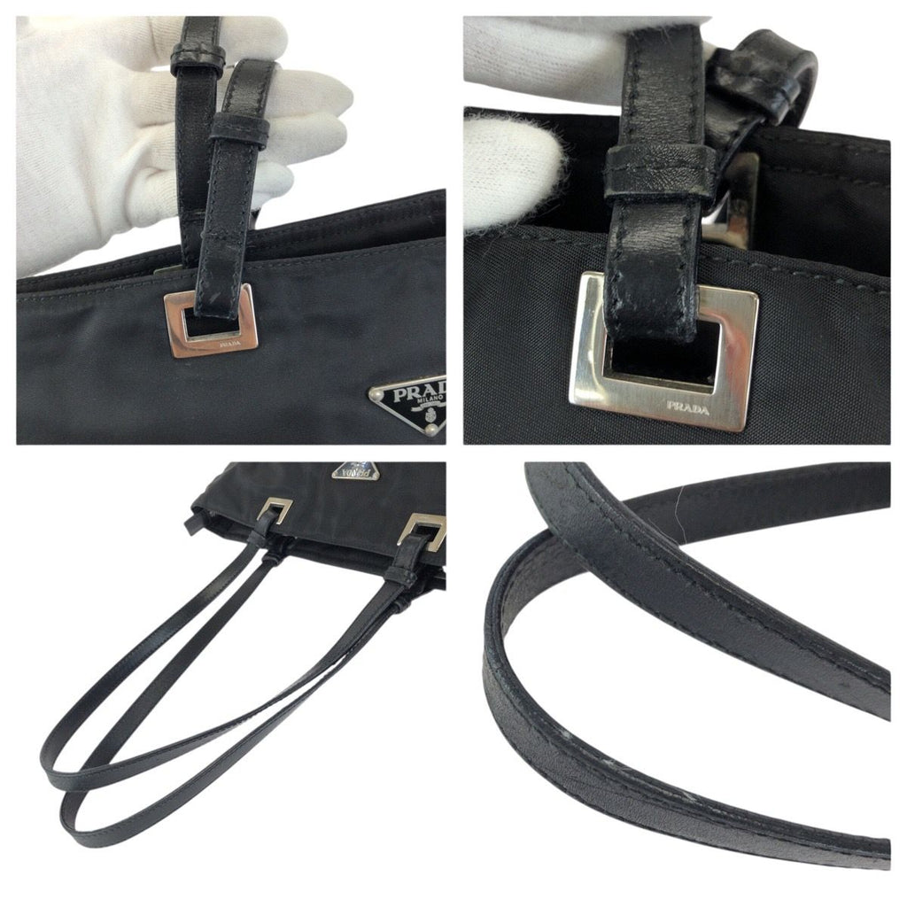 Prada Tessuto Black Silver Nylon Leather Tote Shoulder — view 5