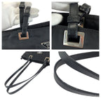Prada Tessuto Black Silver Nylon Leather Tote Shoulder — view 5
