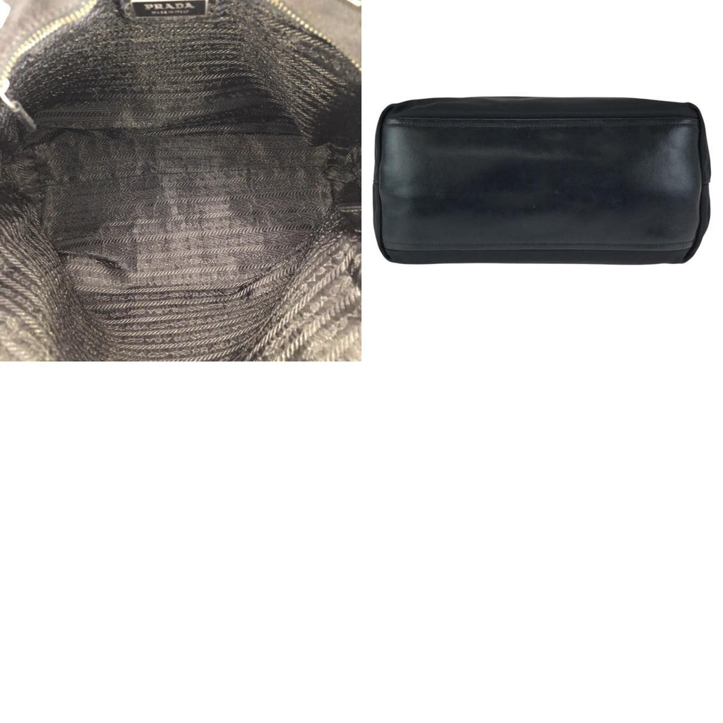 Prada Tessuto Black Silver Nylon Leather Tote Shoulder — view 9