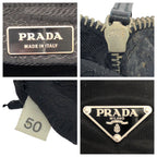 Prada Tessuto Black Silver Nylon Leather Tote Shoulder — view 4