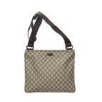 Gucci Large Square Zip Messenger Dark Brown Beige Supreme Canvas