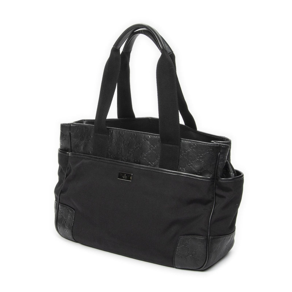 Gucci Side Pocket Rectangular Tote Black Nylon Canvas — view 2