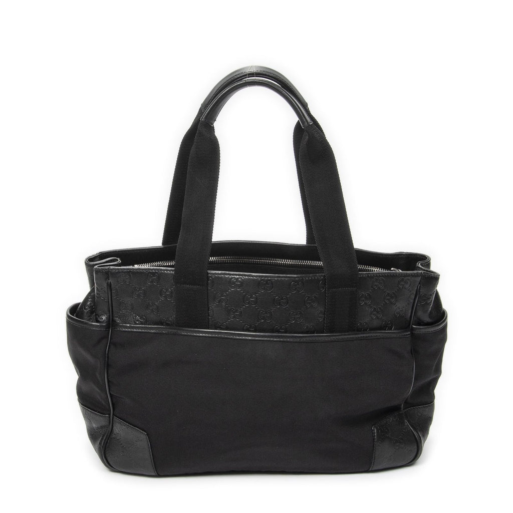 Gucci Side Pocket Rectangular Tote Black Nylon Canvas — view 5