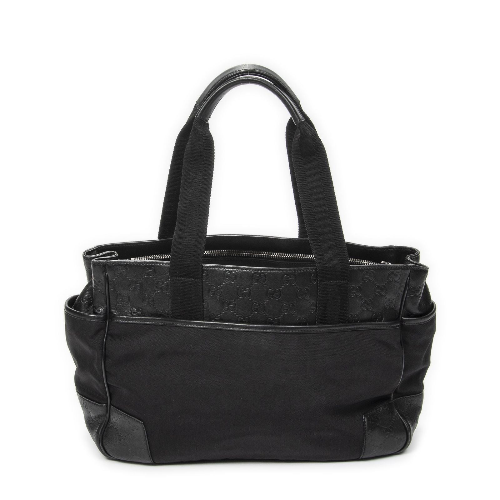 Gucci Side Pocket Rectangular Tote Black Nylon Canvas — view 5