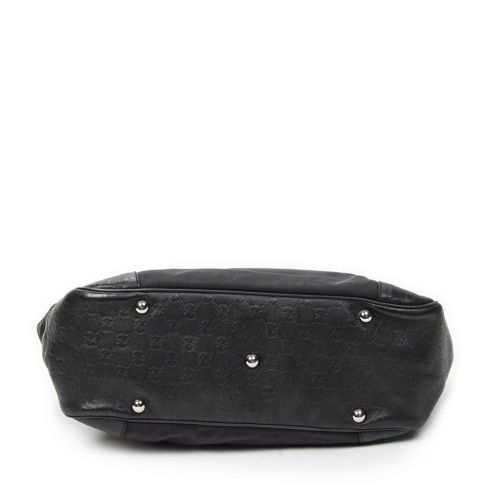 Gucci Side Pocket Rectangular Tote Black Nylon Canvas — view 6