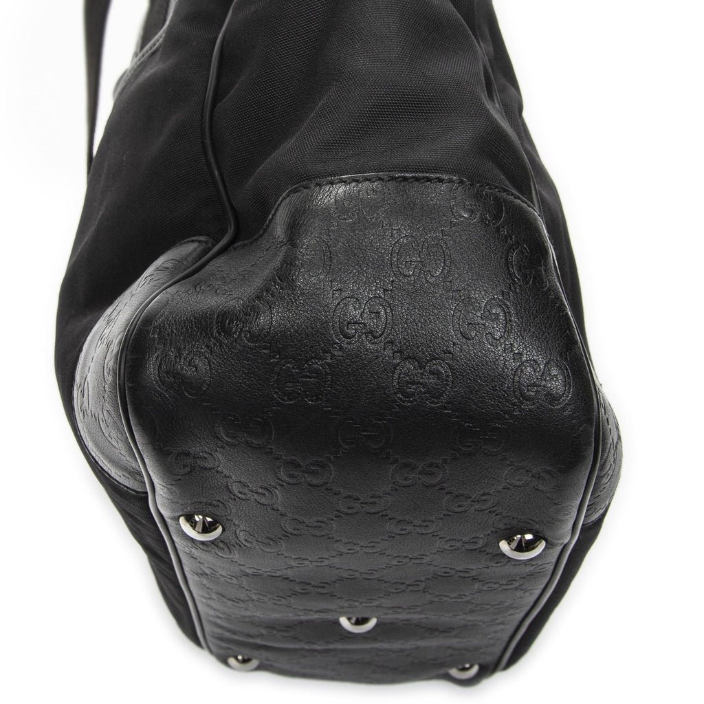 Gucci Side Pocket Rectangular Tote Black Nylon Canvas — view 7