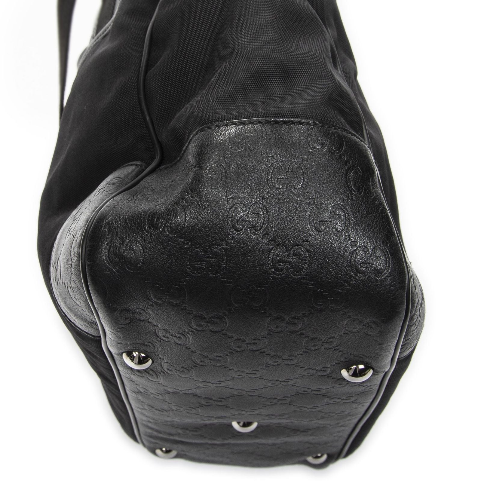 Gucci Side Pocket Rectangular Tote Black Nylon Canvas — view 7