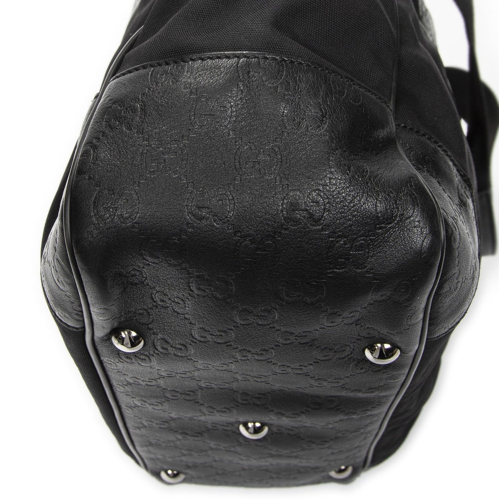 Gucci Side Pocket Rectangular Tote Black Nylon Canvas — view 8