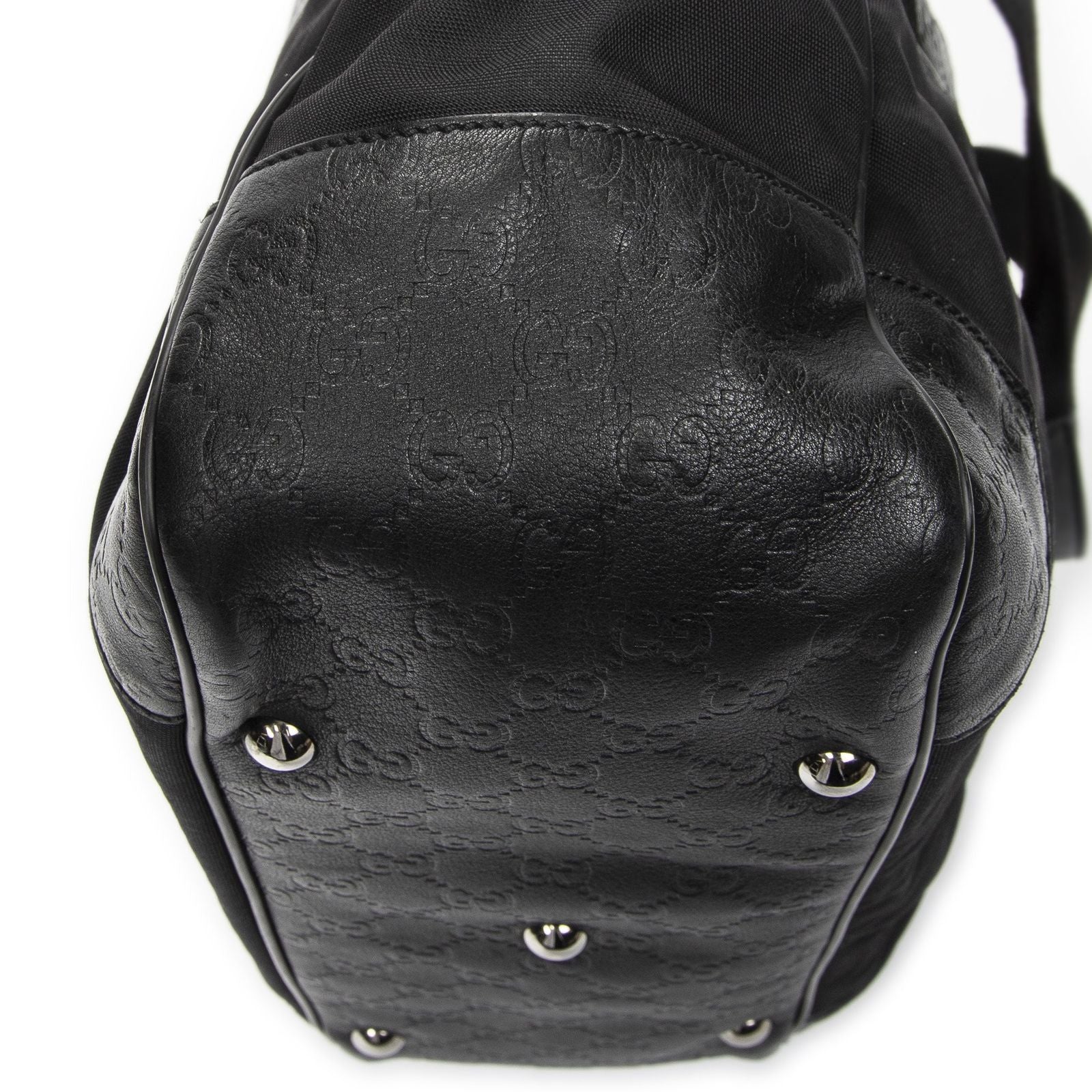 Gucci Side Pocket Rectangular Tote Black Nylon Canvas — view 8