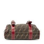 Fendi Small Belted Boston Brown Red Zucca Canvas Messenger — view 6