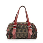 Fendi Small Belted Boston Brown Red Zucca Canvas Messenger — view 5
