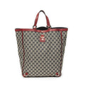 Gucci Abbey D-ring Vertical Tote Red Navy Beige GG Canvas
