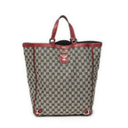 Gucci Abbey D-ring Vertical Tote Red Navy Beige GG Canvas