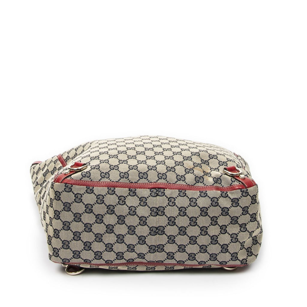 Gucci Abbey D-ring Vertical Tote Red Navy Beige GG Canvas — view 6