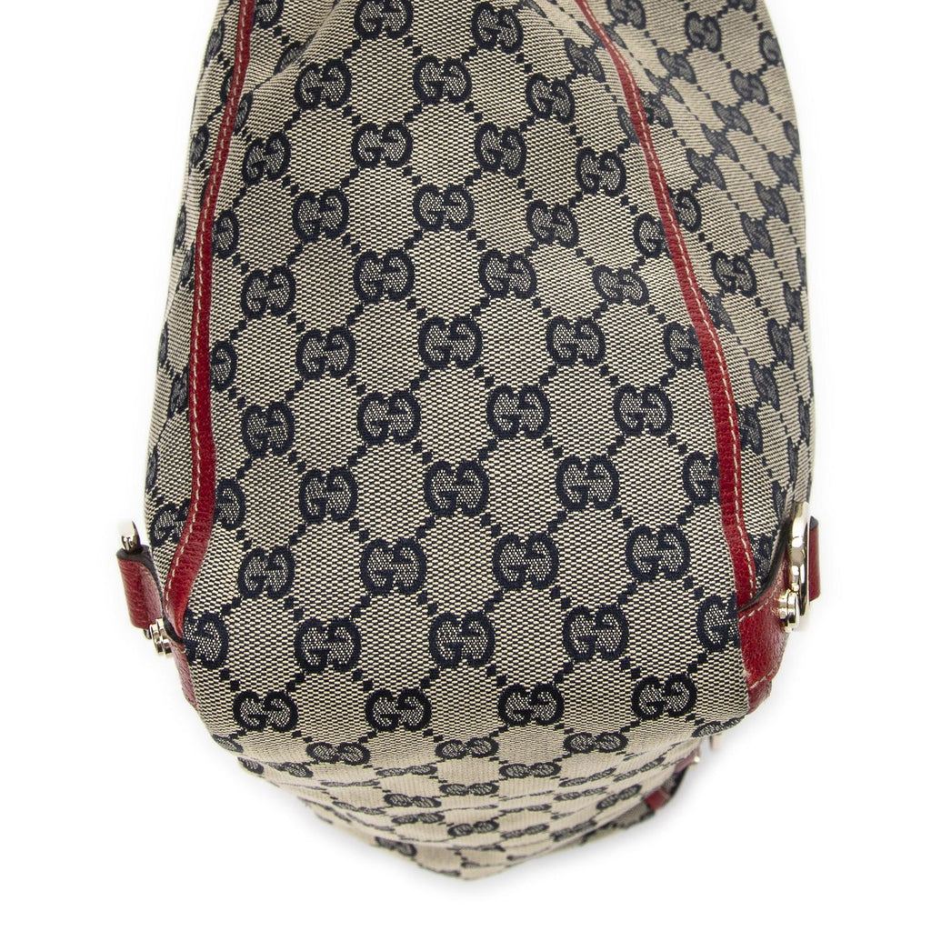 Gucci Abbey D-ring Vertical Tote Red Navy Beige GG Canvas — view 7