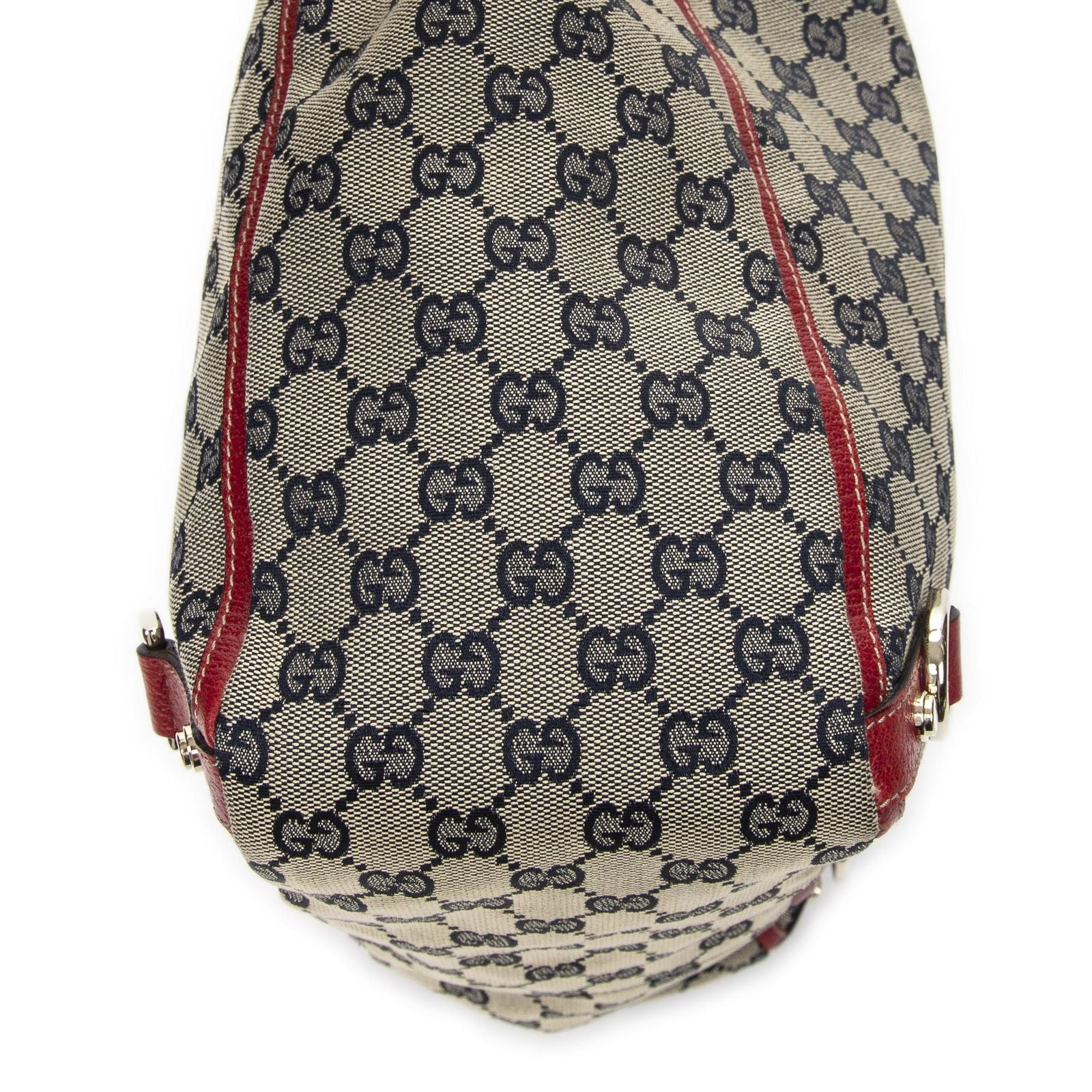 Gucci Abbey D-ring Vertical Tote Red Navy Beige GG Canvas — view 7