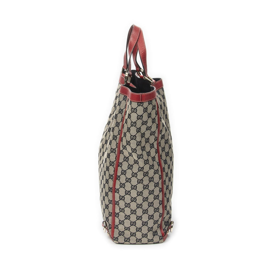 Gucci Abbey D-ring Vertical Tote Red Navy Beige GG Canvas — view 3