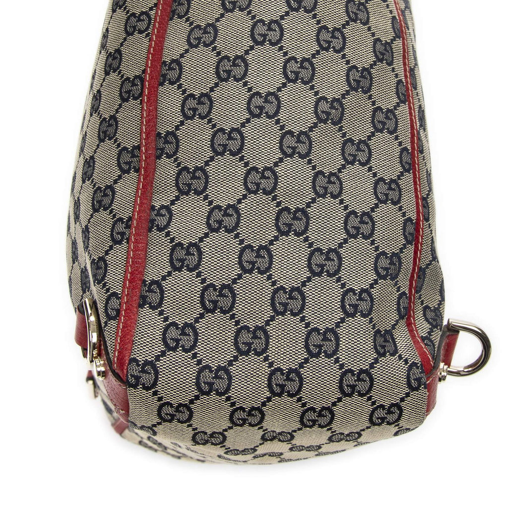 Gucci Abbey D-ring Vertical Tote Red Navy Beige GG Canvas — view 8